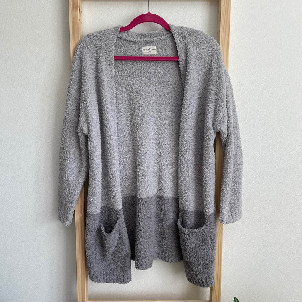 Two-tone teddy cardigan